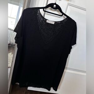 Project Social T Black V-Neck Short Sleeve Tee Lightweight Knit